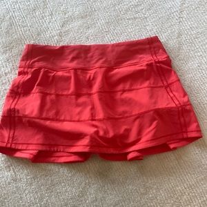 coral color lululemon skirt